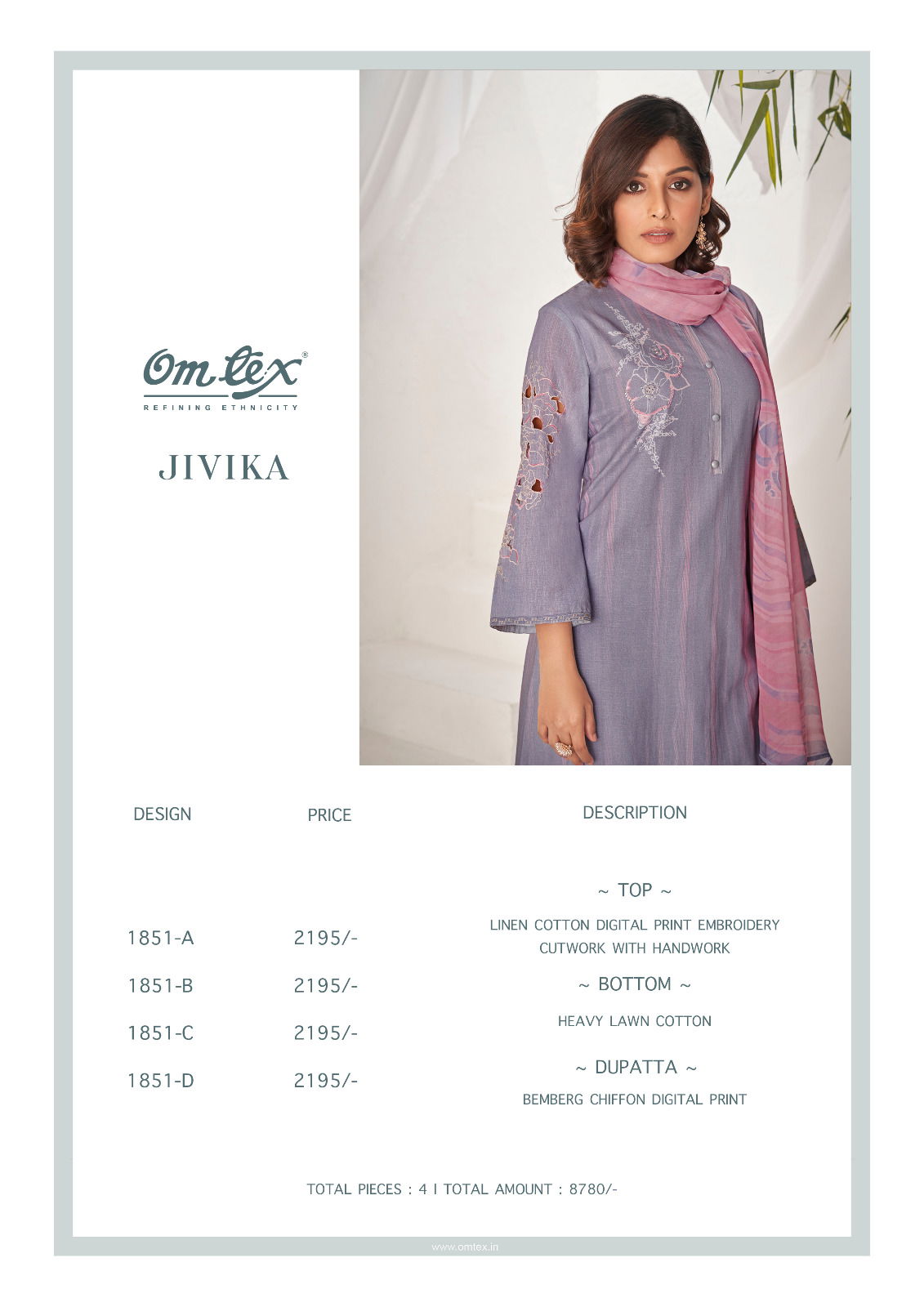 Jivika By Omtex 1851-A To 1851-D Designer Salwar Suits Catalog